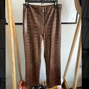 Danielle Bernstein leather snake skin straight leg pants